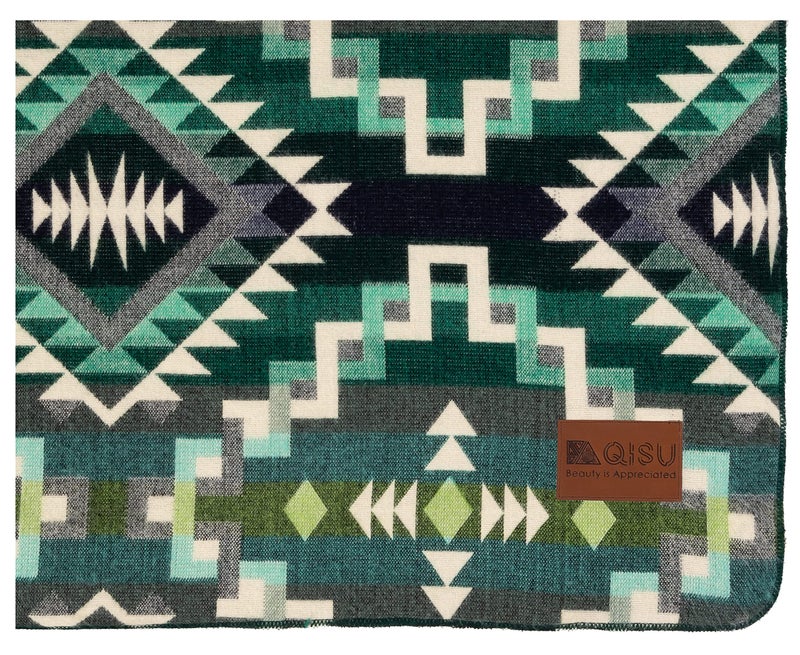 QISU Wool Blanket Throw | Large, Beautiful, Warm, Handmade in Ecuador by Local Artisans |94â€³ x 78â€³| Ultra-Soft, Hypoallergenic & Breathable | Non-Itchy or Scratchy Fabric (Shamrock Star) - Image 4